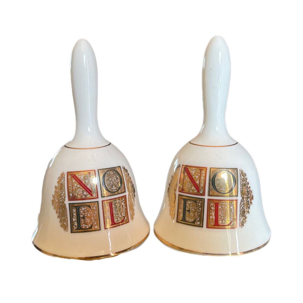 Papel Freelance NOEL Fine Bone China Set Of 2 Christmas Bella 1995 Gold Gilt EUC